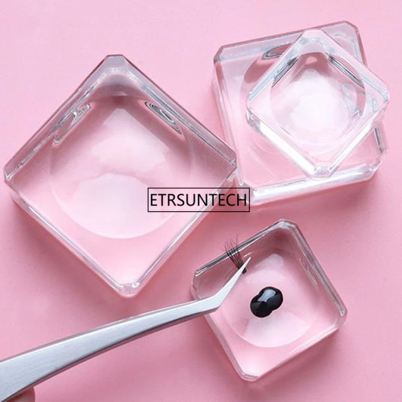 

100pcs Square Crystal Glass Gasket False Eyelash Stand Glue Pad Glue Holder Eyelashes Adhesive Pallet Paste Makeup Tool F3219