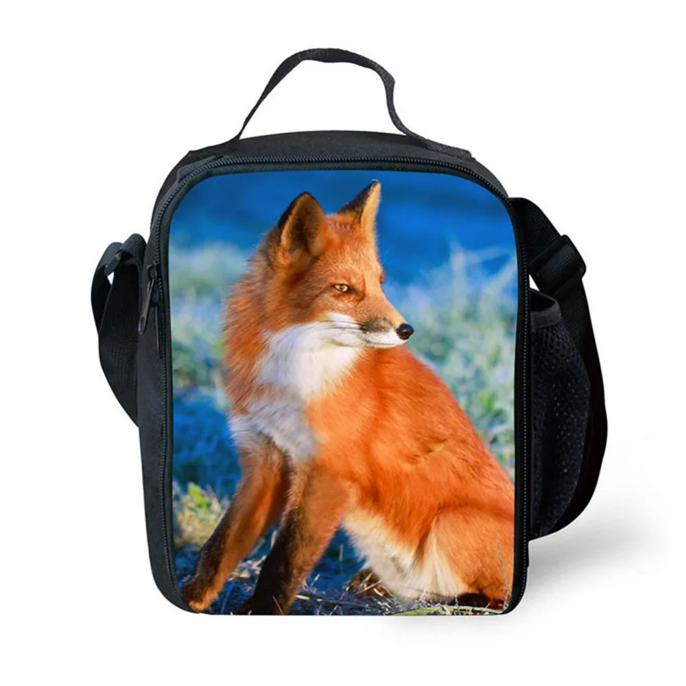 Fashion Portable 3D fox picture Insulated lunch Bag Thermal Food Picnic Lunch Bags for Women kids Men Cooler Lunch Box Bag