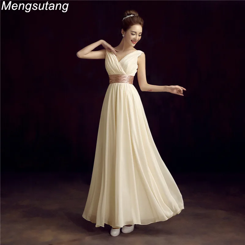 Robe De Soiree New V-Neck Evening Dress Simple Solid Color Pleat Chiffon Vestidos De Festa Prom Dresses Tailor customized