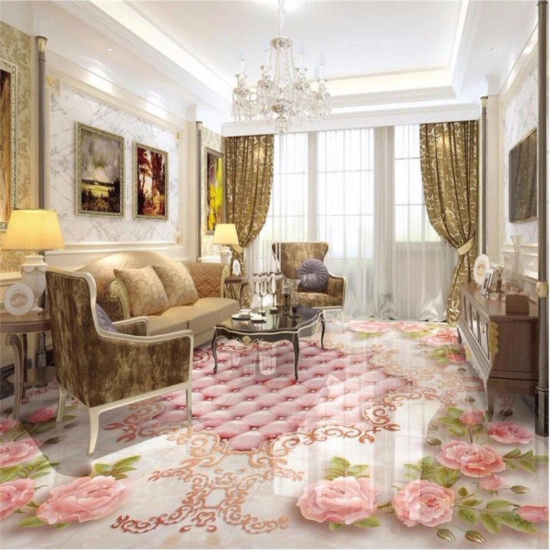 beibehang murals wall paper 3D Continental Rose soft package marble relief floor 3D pvc self adhesive wallpaper tile painting