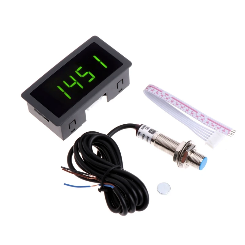 8-24V 4 Digital LED Tachometer Speed Meter with NPN 10-9999RPM