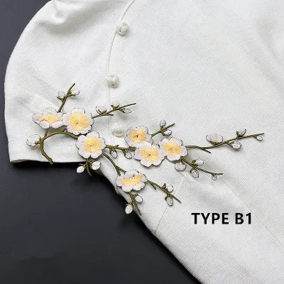 1-teilige Stickerei-Pflaumen-Stickerei-Patches für DIY-Eisen-Patches für Kleidung, Blumen-Klebeaufkleber für Kleid für Bücher – Detail 5