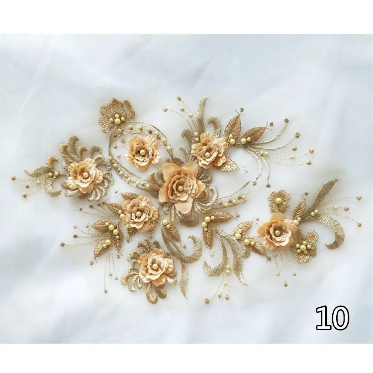 2 Stück/Set Neue Mode Stickerei Perlen Pailletten Spitzenblume, Kinderkleid, Kostüm, DIY Spitzenzubehör 36*21cm RS1868 – Detail 20