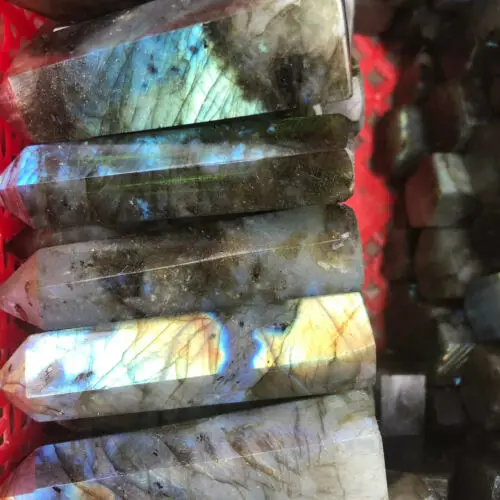 

2.2LB Natural Labradorite Quartz Obelisk Crystal Wand Point Healing