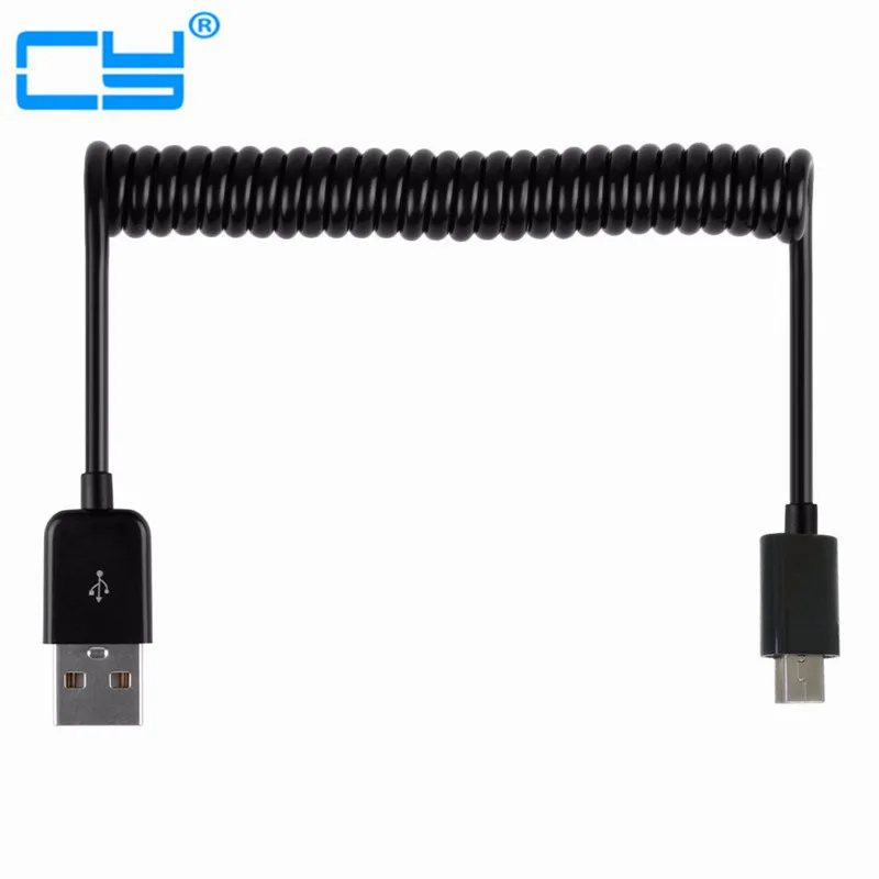 USB 2.0 to Mini USB Cables Mini USB Coiled Spiral Spring Data Charging Adapter Cable 50cm/0.5m