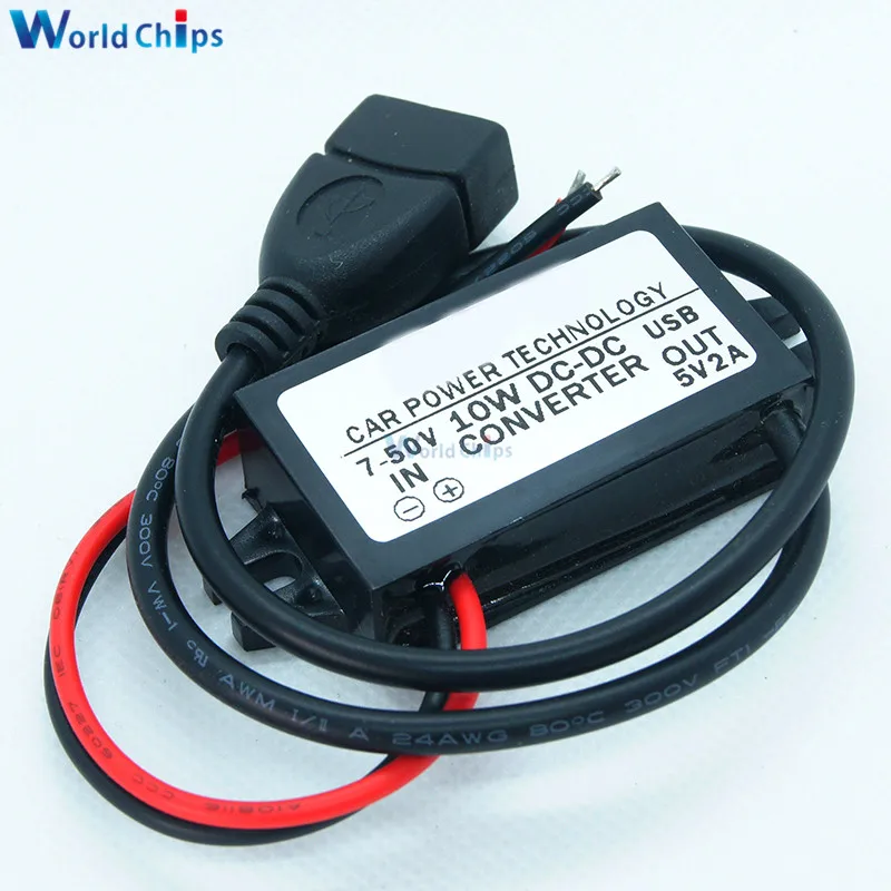 12V to 5V 2A 10W DC-DC Car Power Converter Regulator Waterproof Step Down Voltage Mini Micro USB Synchronous Rectification