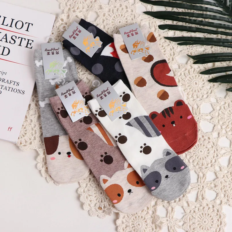 SP&CITY 5 Pairs Cartoon Kawaii Women Short Socks Cute Animal Patterned Cotton Ankle Socks Student Casual Printed Socks Female image 4
