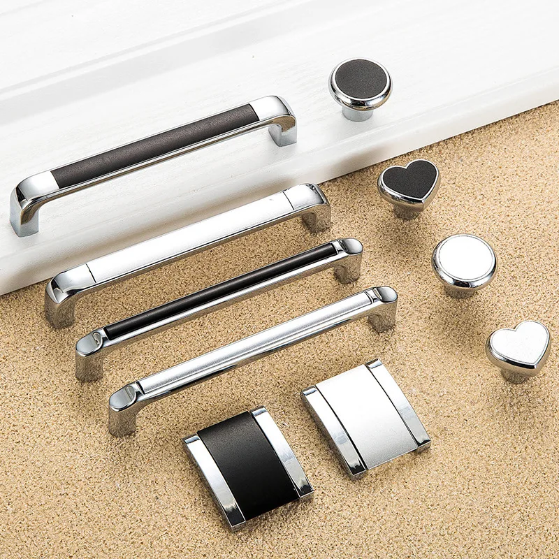 JD Round Heart Single Hole Modern Minimalist American Handle Frosted Cabinet Drawer Door Handle Thickened Silver Handle