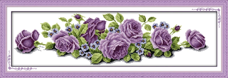 Long edition roses cross stitch kit aida 14ct 11ct count printed canvas stitches embroidery DIY handmade needlework