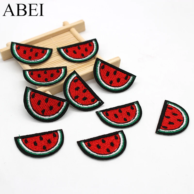 10pcs/lot Cartoon watermelon Patch Iron-on Embroidered fruit stickers DIY Appliques Handmade Pacthwork Garment Accessories