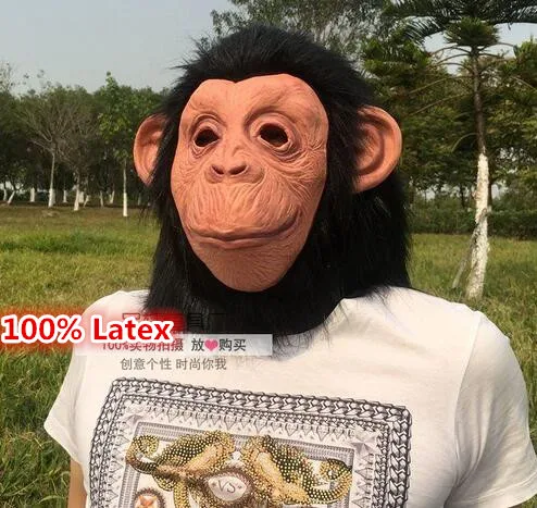 Free shipping Latex Animal Chimp Gorilla head Mask Monkey Fancy Dress Lazy Bruno Mars Song Chimpanzee for Halloween Party