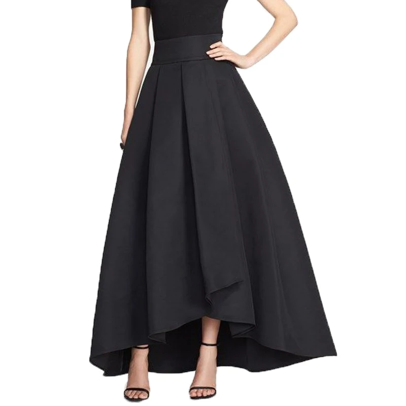 

2022 England High Low Long Skirts For Women Navy Blue Old Green Black Long Skirt Women Clothing Pleat Maxi Skirt