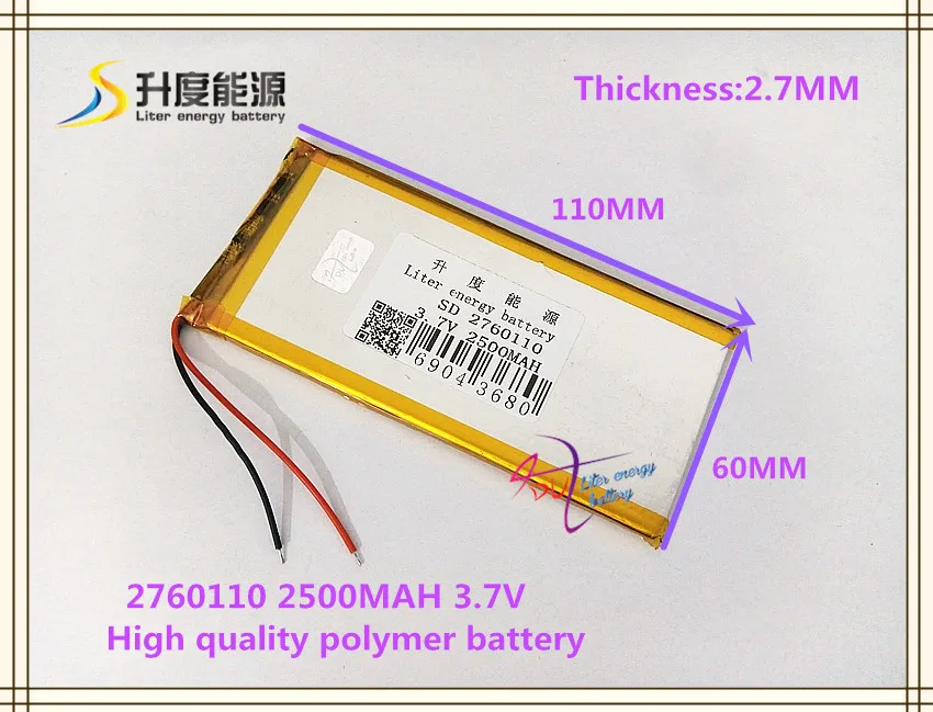 

2760110 3.7V 2500mAh 3060110 polymer lithium ion / Li-ion battery for tablet pc mp4 cell phone speaker POWER BANK