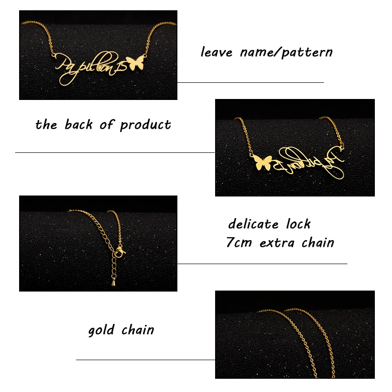 Personalized Name Necklece with Heart/Crown/Butterfly Custom Script Font Name Necklace For Women Name Maxi Colar Custom jewelry