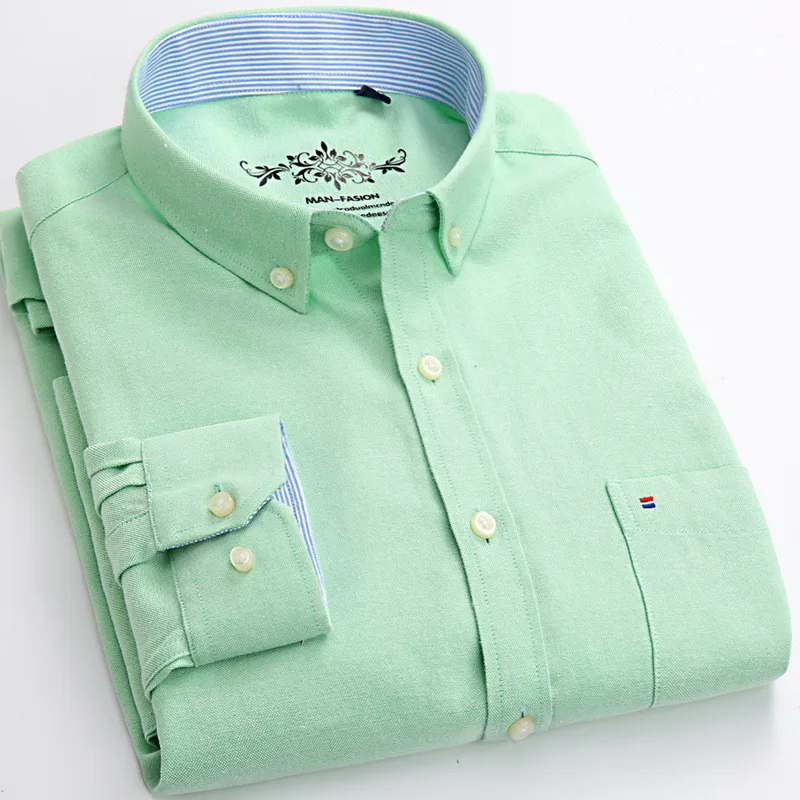 New Spring Autumn Oxford Mens shirts long sleeve Cotton casual shirt solid plaid camisa 5XL 6XL Big size camisa social masculina