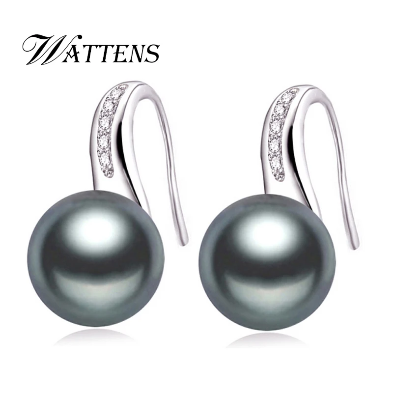 

WATTENS Natural freshwater Pearl stud earrings for women, White black AAAA pearl earrings for women, jewelry wedding party,LOVE