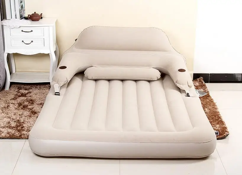 Flocking pvc luxury backrest inflatable bed two people seat and sleeping apartment folding nap double bed bed. foldable couch