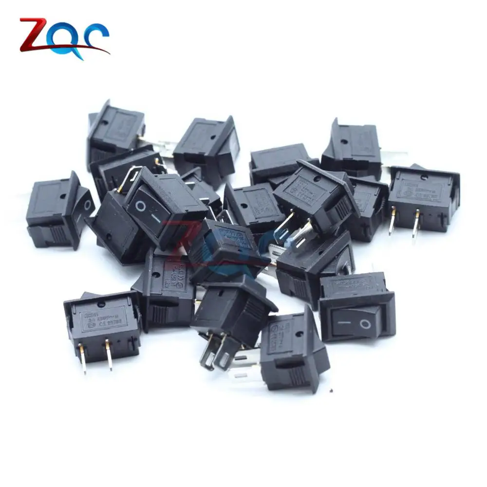 10Pcs Push Button Switch 10x15mm SPST 2Pin 3A 250V KCD11 Snap-in On/Off Boat Rocker Switch 10MM*15MM Black Red and White