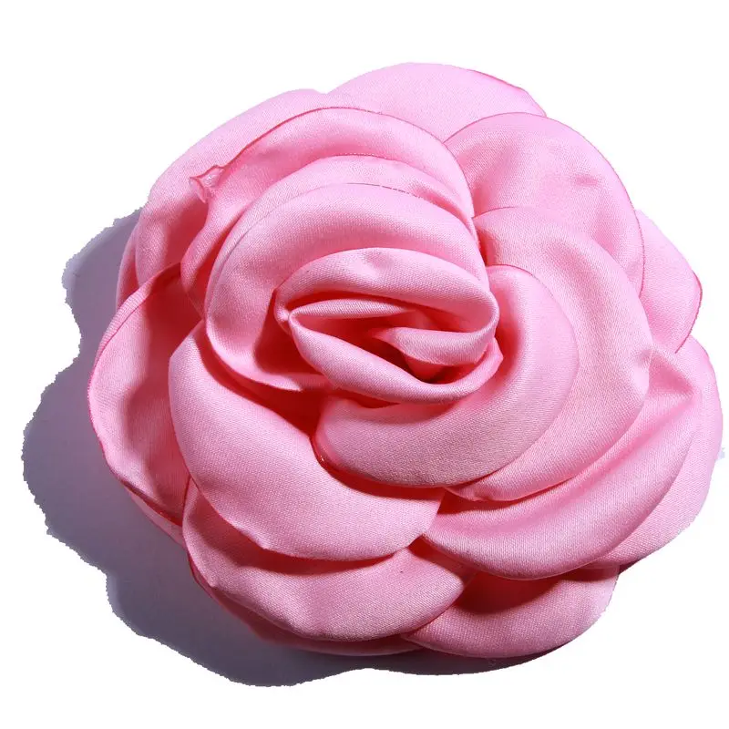 10PCS 9.5CM Newborn Big Burned Eage Flower For Hair Clips Rolled Rose Satin Fabric Flowers For Apparel Hair Accessories