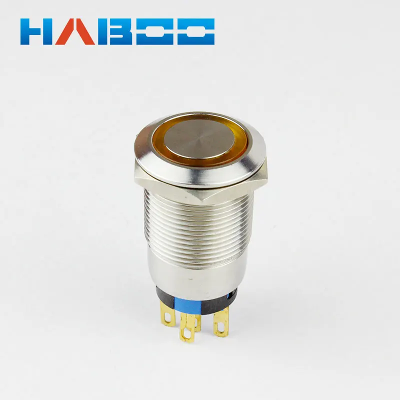 10pcs/lot waterproof IP67 2NO+2NC 19mm waterproof anti-vandal on off maintained metal push button switch  latching