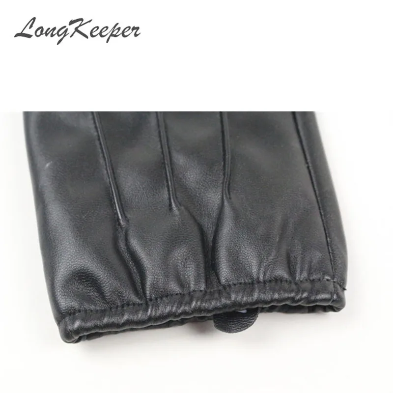 LongKeeper 2021 Hot Women\'s Full Finger Gloves Female PU Leather Driving Fashion Solid Winter Thick Warm For Men G243