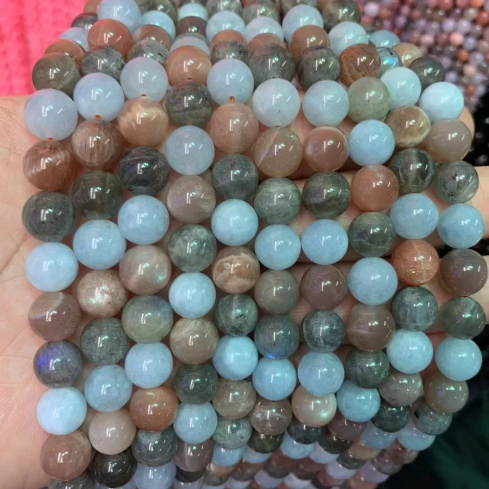 labradorite/sunstone/aquamarine stone beads natural gemstone beads DIY loose beads for jewelry making strand 15