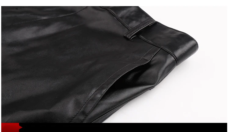 Herren-Lederhose, gerade Passform, elastische PU-Lederhose, Motorradhose, dünn – Detail 8