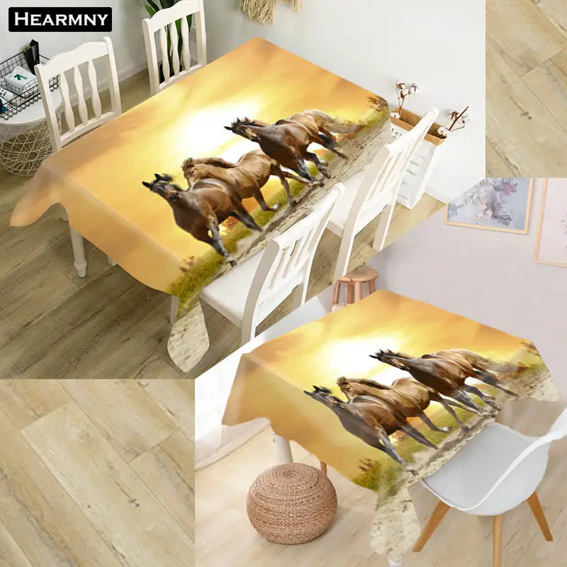 Custom Running Horse Tablecloth Kitchen Dining Table Decorations Home Rectangular Party Table Covers Office Plain More Size