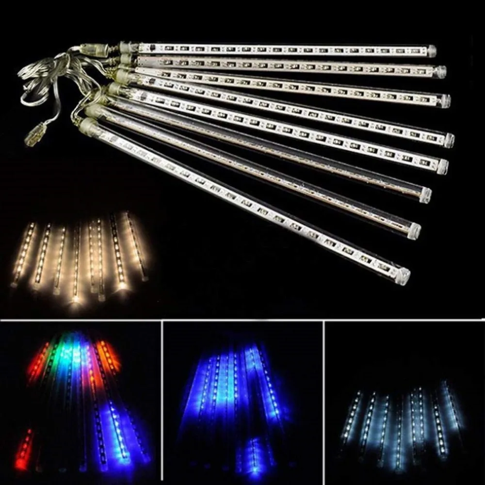 30/50CM 8 uds/tubo de lluvia de meteoritos luz LED de Navidad boda jardín Navidad cadena de luces iluminación de vacaciones al aire libre 100-240V