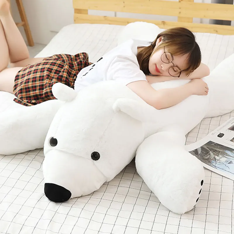 new giant polar bear plush toy white bear doll sleeping hug bear pillow raccoon doll for girl gift deco 100cm 150cm DY50666