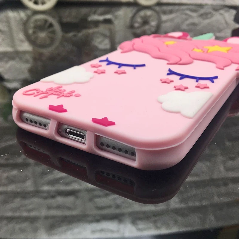 2018 3D Cartoon sexy ciglia rosa unicorno cavallo custodia per iPhone X 5 SE 6 6 s plus 7 8 plus nero bianco cover posteriore in gomma