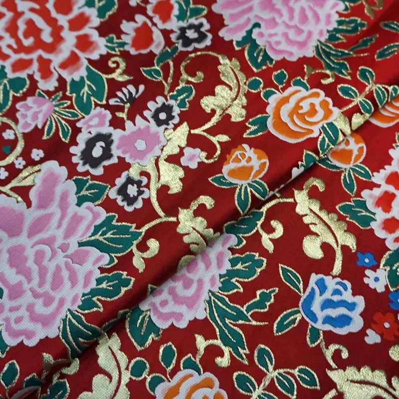 Red peony full Phnom Penh traditional style brocade brocade cloth / Soochow brocade silk Tang/100CM*75CM