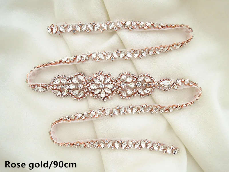 (30PCS)Wholesale beaded bridal sash crystal rhinestone appliques iron on for wedding dresses DIY sash WDD0857-90cm