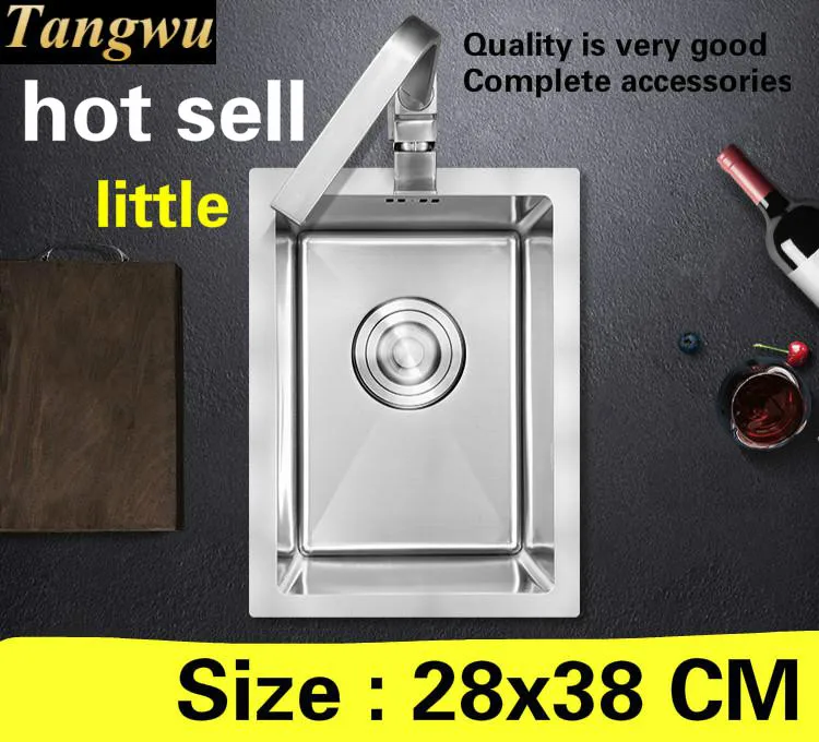 

Free shipping Apartment kitchen manual sink single trough vogue 304 stainless steel do the dishes mini hot sell 280x380 MM