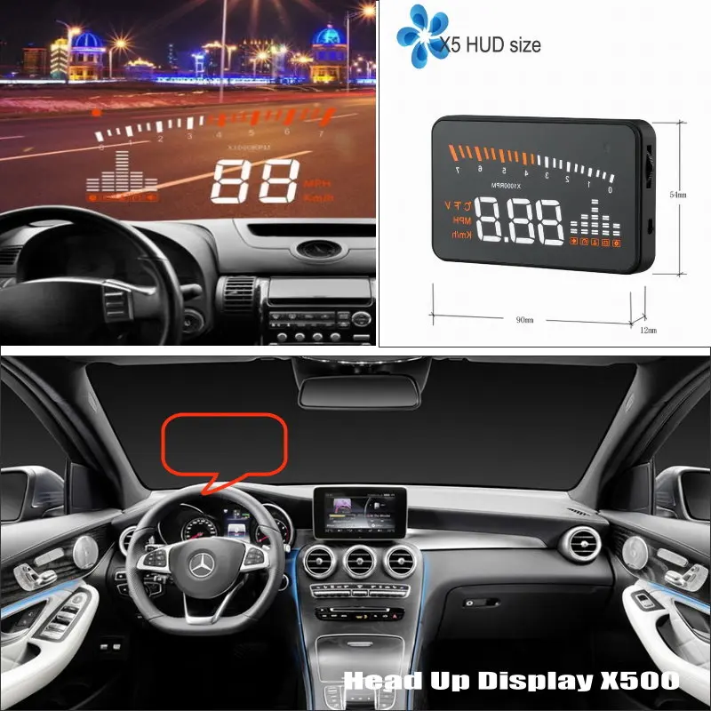 For Mercedes-Benz GLC 2015 2016 Car HUD Head Up Display Auto Accessories OBD/OBD2/OBDII Safe Driving Screen Plug And Play Film