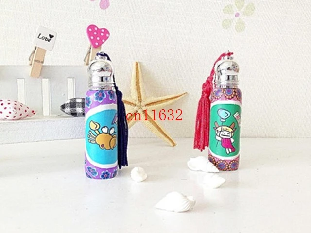 

1000pcs/lot Free Shipping 6ml /8ml /10ml Empty Animal Polymer Clay Glass Refillable Roll on Perfume Bottle With Tassel