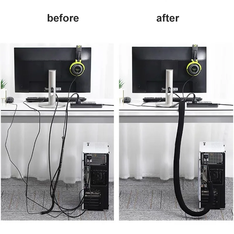 Neoprene Cable Cover Organizer Cord Storing Hiding Cable Sleeve for TV Computer Wire Finishing And Storage Cover XH8Z