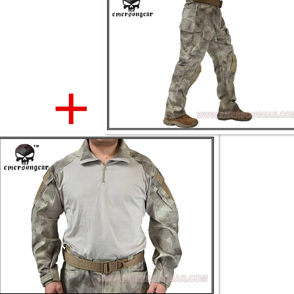 

Emerson bdu G3 Combat uniform shirt & Pants with knee pads Emerson BDU Airsoft uniform A-tacs Suits EM8595+7048