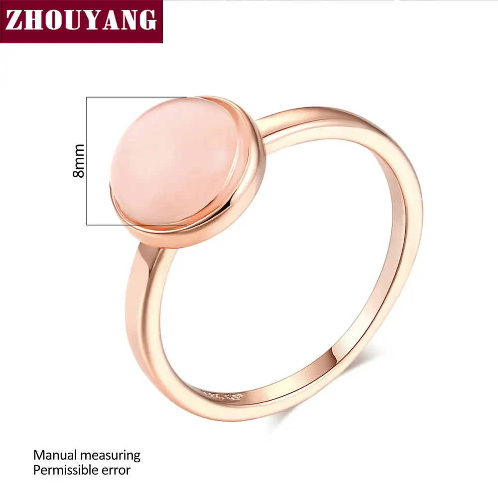 ZHOUYANG Ring For Women Lady Style Concise Semi precious Stone Cat\'s Eye Stone Rose Gold Color Fashion Jewelry Gift ZYR153