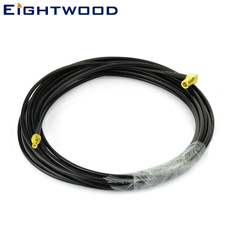 Eightwood FM AM DAB Radio Antenna Adapter SMB Female Right Angle to SMB Straight Male Pigtail RG174 Coaxial Cable Customizable