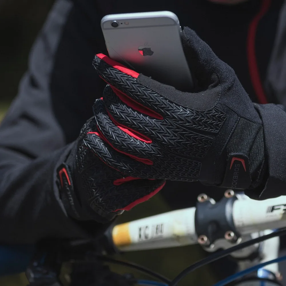 ROCKBROS Cycling Gloves Touch Screen Windproof Gloves MTB Bicycle GEL Pad Shockproof Full Finger Mittens Gloves Autumn Winter