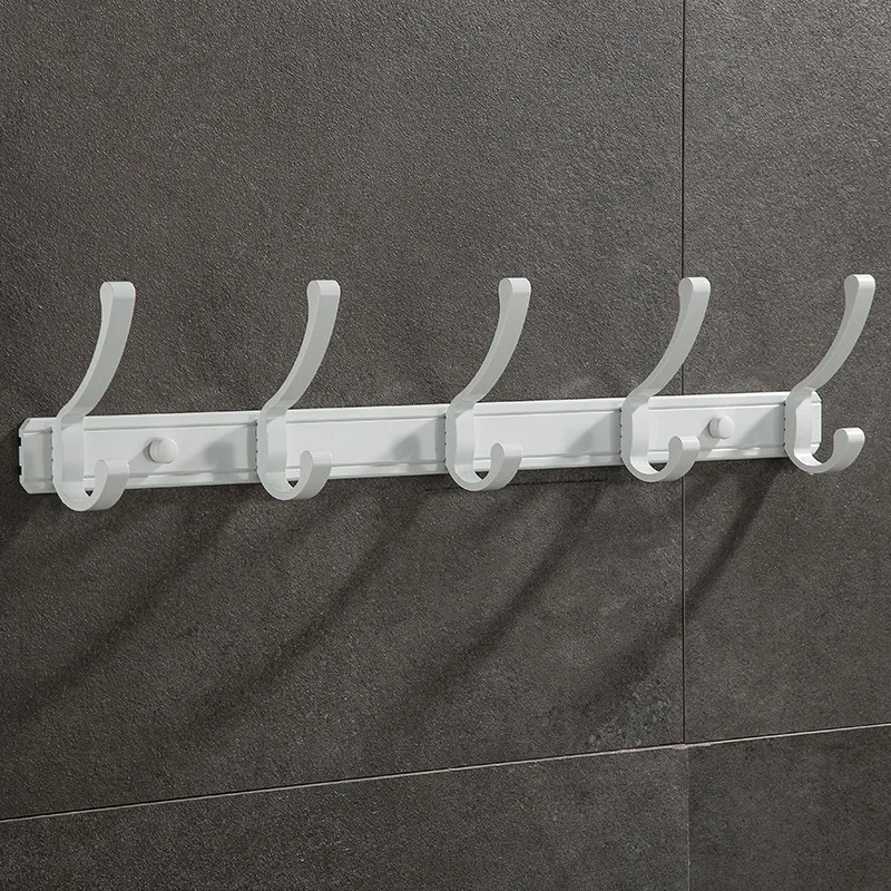 White Mental Towel Bar with Robe Hooks 4/5/6 Hooks Bathroom Accessories Towel Rack Towel Shelf wall hook kitchen hook towel rack