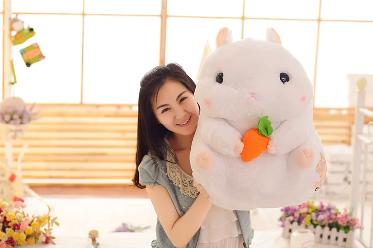 

large 55cm cartoon white hamster plush toy hug carrot,soft doll throw pillow birthday gift b1339