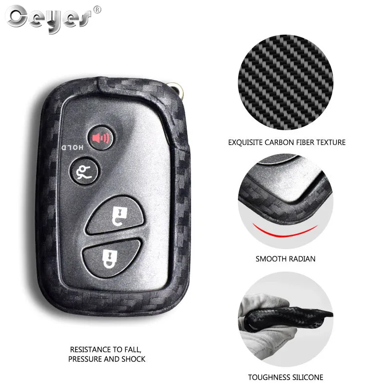 Ceyes Car Styling Smart Remote Silicone Carbon Fiber Key Shell 3 4 Buttons Cover Case For Lexus RX LX GX ES250 RX270 Accessories