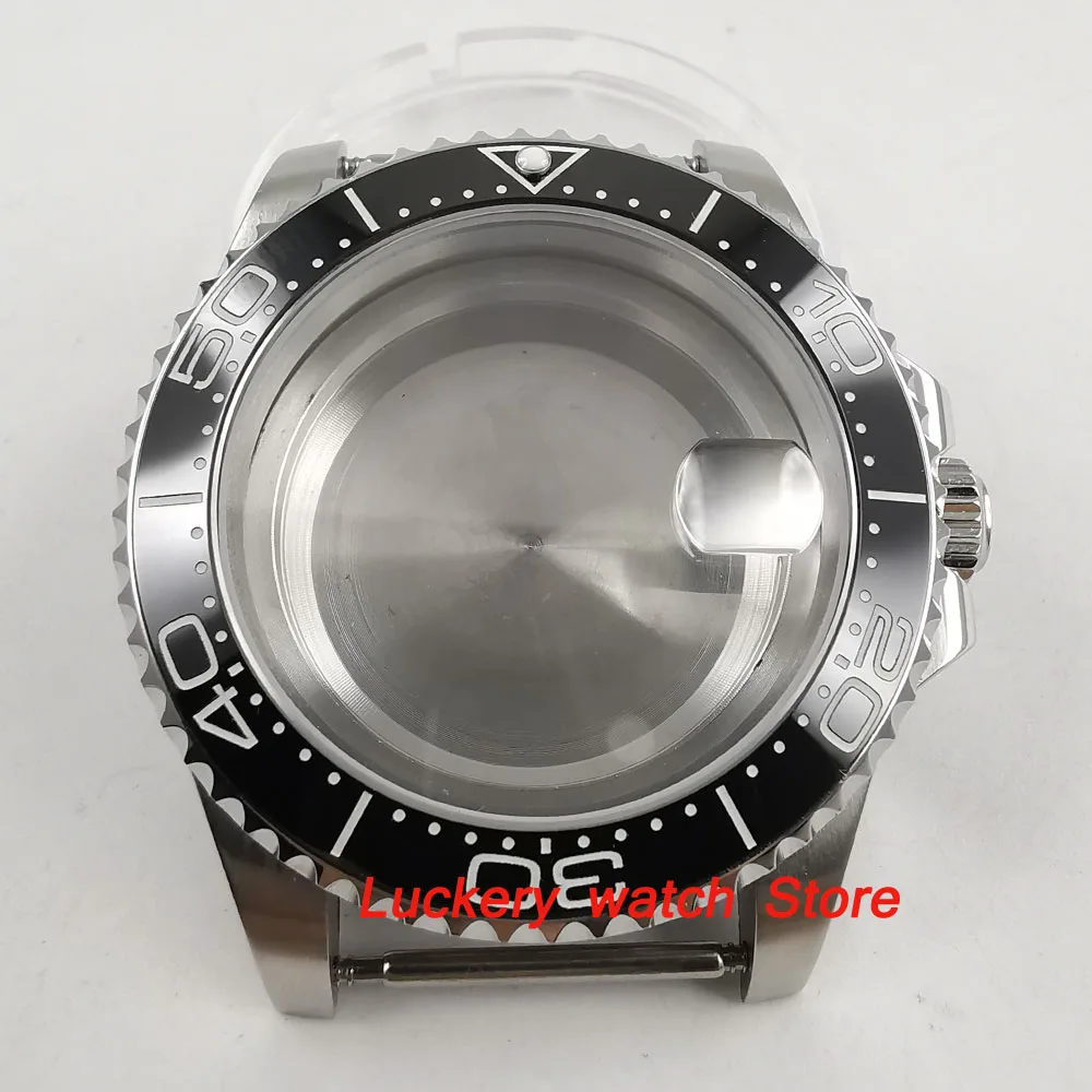 40mm GMT Sapphire glass black ceramics bezel 316L stainless steel Watch Case fit ETA  2836 miyota 8215 movement-BK41