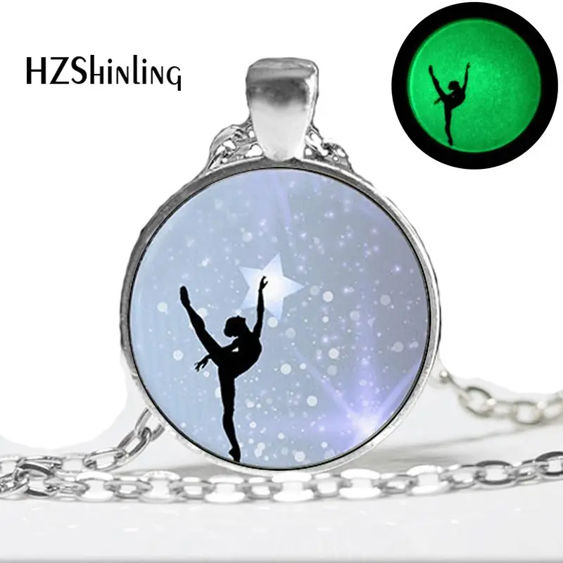 Glow in The Dark Ballerina Pendant Necklace Ballet Dance Jewelry Glowing Necklace Pendant Gymnastics Lovers Gifts