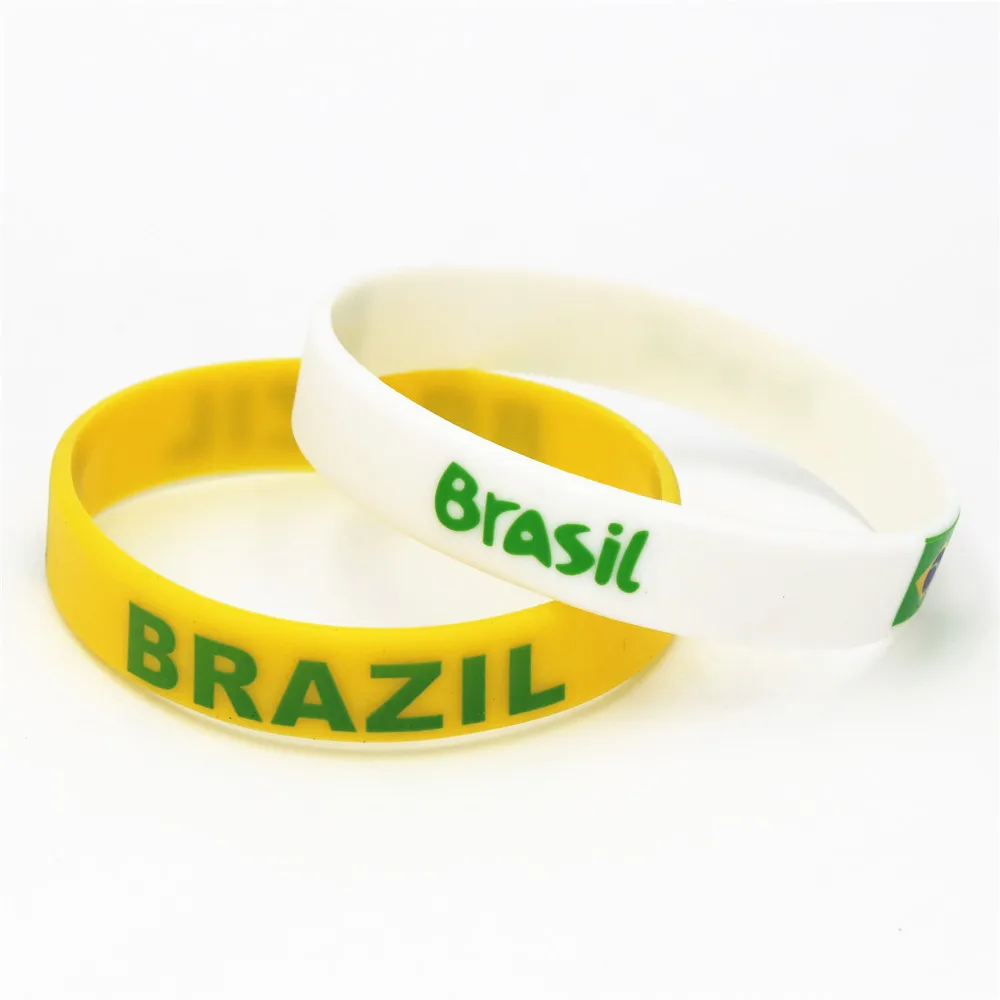 1PC Brazil Country Flag Silicone Wristband Football Soccer Team Fans Sport Elastic Rubber Bracelet Bangles Armband Gifts SH230