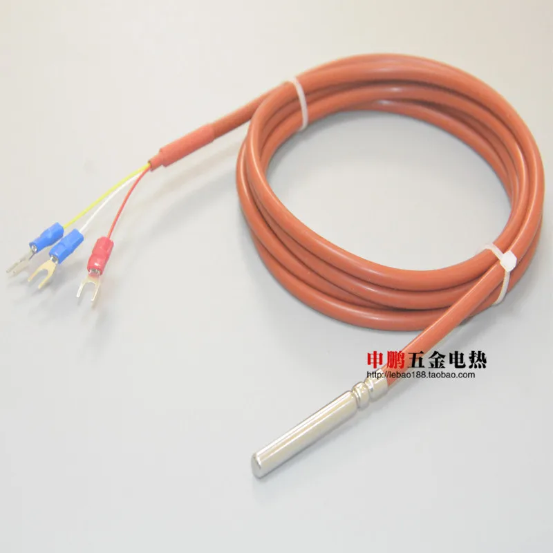 WZP-PT100 สามสาย PT100/PT1000 เซ็นเซอร์อุณหภูมิ Platinum ความต้านทานความร้อนลวดซิลิโคนกันน้ำ
