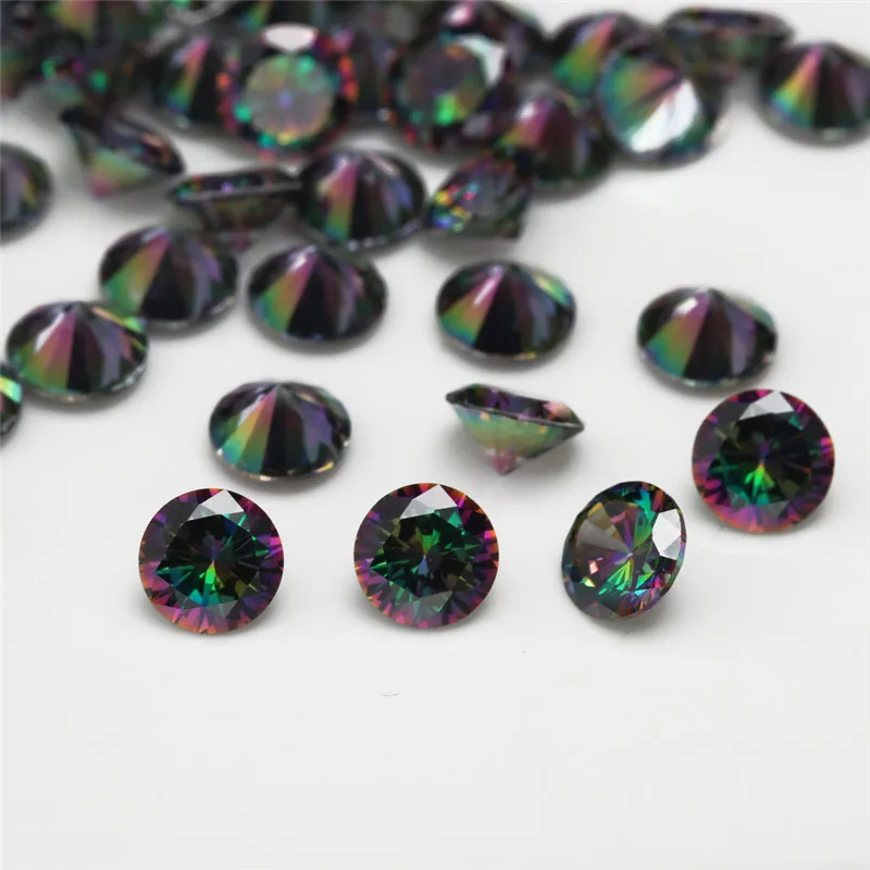 Size 1.0~10mm Plating Mix Color Multicolor Cubic Zirconia Round Cut Loose CZ Stone Synthetic Gems