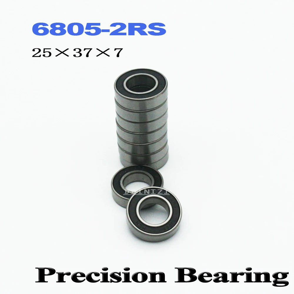 

6805 2RS Bearing 25*37*7 mm ABEC-1 Metric Thin Section 61805RS 6805 RS Ball Bearings 6805RS(10 PCS)